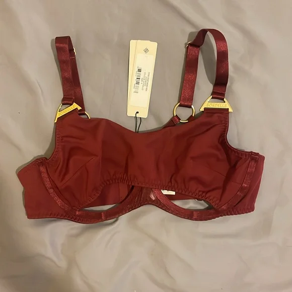 NWT Bordelle Syra Peep Wire Bra in Morello L - Picture 4 of 5